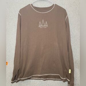 Life Is Good Karma Womens L Organic Cotton Nature Pine Trees Long Sleeve T-Shirt